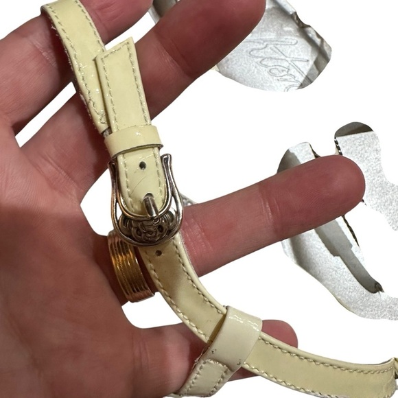 NWT Brighton Ivory Cream Silver Oslo Sandals Patent Leather Beaded - Picture 8 of 8